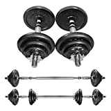 PROIRON Haltères Ensemble D'haltères Musculation Réglable en Fonte de 20 kg Avec Barre D'extension pour Entraînement Musculaire et Haltérophilie