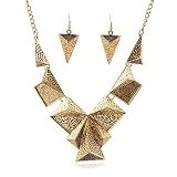 Yazilind Mill'Sime Magnifique IRR'guliers Gothiques Boucles d'oreilles plaqu' Or Temp'Rament Bib et Collier Set de Bijoux