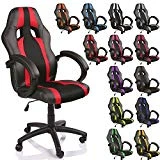 TRESKO Chaise Fauteuil siège de Bureau Racing Sport rayé Ergonomique inclinable accoudoirs rembourrés, DE 13 Couleurs différentes, Lift SGS contrôlé (Noir/Rouge)