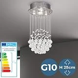 Plafonnier Avec Cristaux De Verre - environ 50 cm de haut, max. Puissance 50W, A++ à E - Salon, chambre à coucher, salle à manger - Lustre, lampe, lustre, plafonnier, suspension