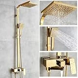 Robinets de baignoire De luxe en laiton doré robinet de salle de bains mitigeur Robinet de douche mural à main fixé au mur Ensembles de robinets de douche Chrome poli