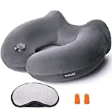 Raniaco Oreiller de Voyage, Confort kit pour Avion Douleurs au Cou Support Cou Accessoire with  Bouchons d'oreilles et Masque pour les Yeux