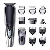 Hatteker Tondeuse Barbe Rasage Tondeuse Cheveux Tondeuse pour Poils du Corps Electrique Hommes Rasoir Enlever Poils des Jambes Aiselles Bras Oreilles Nez 5 En 1 Impermeable Professionnelle Sans Fil