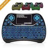 ANEWISH Mini Clavier sans Fil Wireless Keyboard avec Souris à Pavé Tactile,Rétro-éclairé par LED 7 Couleurs,Rechargeable,pour PC/Ordinateur Portable,HTPC,Smart TV,projecteur,PS4,Android TV Box