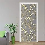 swsongx Autocollants 3D Autocollants stéréo, Feuille d'or Feuille de Ville Vue Art Porte Papier Peint PVC Porte imperméable Autocollants Affiche Stickers muraux Salon décoration 77x200cm