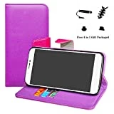 LFDZ Archos 55 Helium Coque, PU Cuir Portefeuille Fonction Housse Debout Coque Étui Couverture pour Archos 55 Helium / 55 Helium Ultra Smartphone (4 en 1 Cadeau emballé),Violet