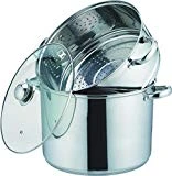 Kamberg - 0008074 - Couscoussier / Cuit Vapeur / Faitout 3 en 1 -Diamètre 30 cm - 15 Litres - Acier Inoxydable Haute Qualité - Couvercle en verre - Tous feux dont induction