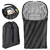 Chancelière Universelle pour Siège-Auto et Cosy - Chancelière Bébé Hiver Tissu Deluxe Polaire Thermique doux et chaud, Capuche momie et sac - Couleur Noir / Gris