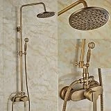 Rozine Laiton antique 20,3 cm précipitations de bain douche robinet support mural robinet mitigeur avec douchette à main, R2120
