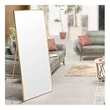 AUFHELLEN Miroir avec Cadre en Métal 140x40cm HD Miroir sur Pied avec Crochet pour Salon ou Dressing (Noir)