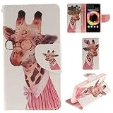 Ooboom Wiko Sunset 2 Coque PU Cuir Flip Housse Étui Cover Case Wallet Portefeuille Supporter avec Porte-cartes Fermeture Magnétique pour Wiko Sunset 2 - Girafe