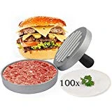 Belmalia Presse Burger  100 Feuilles de Papier Cuisson  pour Parfaits Burgers, Hamburgers, Cheeseburgers, Fricadelles, Boulettes de Viande, Poêle, Barbecue, Anti-adhésif, 11cm