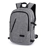 Sac à Dos de Ordinateur Portable Anti-vol Étanche avec Port de Casque et Port de Chargement USB Externe Tablette PC / Voyage / Affaires Sac pour Homme et Femme (A-Gris)