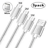 Cable Micro USB 1M 2M 3M Charge Rapide pour Samsung Galaxy J3 J5 J7 2016 2017 2018,Huawei P8 Lite/P9 Lite,Honor 9 Lite,LG G4/K9/K7,Nokia 6 5,Zenfone 4 Max/3 Max/Max Plus m1/Live,Nylon Cordon Chargeur