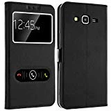 Gemtoo Etui Coque Housse avec FENETRES pour Samsung Galaxy J3 2016 - Plusieurs Couleurs Disponibles (Galaxy J3 2016, Noir)
