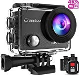 Crosstour Caméra Sport 4K Ultra HD Wi-FI 16 MP avec Télécommande Appareil Photo Caméscope Étanche 30M 170 °Grand-Angle avec 2 Pouces LCD 2 Batteries Rechargeables 1050mAh et 18 Accessoires CT9000