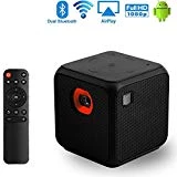 Pico Projecteur, Sysmarts Videoprojecteur Portable Mini Taille de Poche pour iPhone et Android, Dual Band WiFi Home Cinéma Projecteur Video de Cinéma avec Full HD 1080P USB Bluetooth (Noir)
