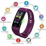 Montre Connectée,LIGE OLED écran Couleur Bracelet Intelligent Moniteur de fréquence Cardiaque Hommes, Femmes, Enfants Montre Intelligente Tracker activité Imperméable Podomètre Violet Bracelet Sport