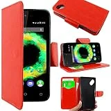 ebestStar - Coque Wiko Sunny 1 (2016) et Sunset 2 (2015) Etui PU Cuir Housse Portefeuille Porte-Cartes Support Stand, Rouge [Appareil: 128 x 65.6 x 10.9mm, 4.0'']