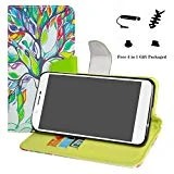 LFDZ Archos 55 Helium Coque, PU Cuir Portefeuille Fonction Housse Debout Coque Étui Couverture pour Archos 55 Helium / 55 Helium Ultra Smartphone (4 en 1 Cadeau emballé),Love Tree