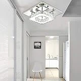 Plafonnier Cristal Led Cristal Lampe de Plafond Brillant Miroir Acier Inoxydable Luminaire Lustre Eclairage pour Couloir Chambre Salle (Blanc Froid)
