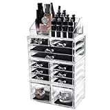 D4P Display4top Organisateur Maquillage Acrylique Boîte à Bijoux Transparent Rangement de Maquillage Pinceaux (12 Tiers Tiroirs Transparent)