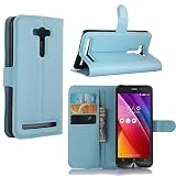 Guran Housse En Cuir pour Asus ZenFone 2 Laser ZE550KL (5,0 pouces) Smartphone Flip Cover Etui Debout Fonction et Fente Porte-cartes Cas-bleu