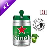 Bière - HEINEKEN Lot de 2 Fûts de biere Blonde - Compatible Beertender - 5 L