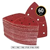 Lot de 60 feuilles abrasives 105 x 152 mm Grain 10 x 40/60/80/120/180/240 pour ponceuse multifonction Prio