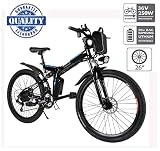 Hiriyt Vélo Electrique 26' E-Bike - VTT Pliant 36V 250W Batterie au Lithium de Grande Capacité - Ville léger Vélo de avec moyeu Shimano 21 Vitesses