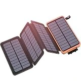 Hiluckey Chargeur Solaire 25000mAh Portable Power Bank avec 4 Panneaux Imperméable Batterie Externe pour iPhone, ipad, Samsung, Smartphones