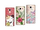 Novago Compatible Huawei Honor 5C Pack de 3 Coques en Gel TPU Souple et Résistant Anti Choc avec Impression Gravée (Pack 5)