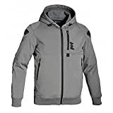 JET Blouson Veste Moto Homme à Capuche Soft Shell blindé (Gris, L (EU 50-52))