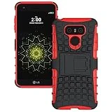 LG G6 Coque, Beimu Premium Bumper Une Béquille Fin 2 in1 PC + Silicone Hybride Résistant aux Chocs Coque de Protection Rigide Haut Impact Robuste Armour Defender Coque pour LG G6 (2017) Rouge