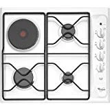Whirlpool AKM261WH Table de Cuisson Mixte Electrique et Gaz 58 cm Blanc