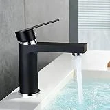Homelody Robinet Noir Cuivre Mitigeur Lavabo Salle de Bain Robinet Eau Chaud Froid Mate Bassin Robinetterie Mousseur Démontable Corps Durable