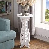 hollylife Table Basse Ronde Blanche Bois Salon Petite Table de Thé Table Ronde pour Interieur Table à café Exterieur lavables- 40x40x60cm