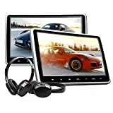 eonon C1100A 10.1 inch LCD Headrest Lecteur DVD Appui-tête Moniteur pour Voiture avec Digital Touch Button Port HDMI USB SD + IR Casque Combo