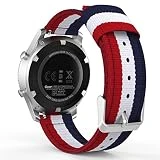 MoKo Bracelet de SmartWatch Gear S3, Bande de Remplacement Ajustable en Nylon Tissé pour Samsung Galaxy Watch 46mm /Gear S3 Frontier / S3 Classic/Moto 360 2nd Gen 46mm SmartWatch, Bleu+Blanc+Rouge