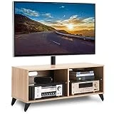 RFIVER Meuble TV Scandinave Cabinet Meuble de télévision en Bois avec Support Pivotant et Réglables en Hauteur pour télés Plats et Courbes de 32 à 65 Pouces Chêne TW4001