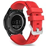 MoKo Gear S3 Frontier Smartwatch Bracelet en Silicone Souple pour Samsung Galaxy Watch 46mm/Gear S3 Frontier/S3 Classic/Moto 360 2nd Gen 46mm Smart Watch,Pas Compatible avec S2,S2 Classic, Rouge