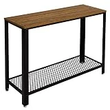 Meerveil Table de Console Table d'entrée Bout de Canapé Table Café, Style Vintage Industriel, pour Salon, Entrée, Chambre, Veinure du Bois et Armature Métallique Rigide