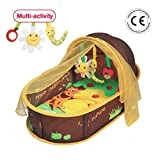 LUDI - Dodo nomade 'chocolat', dès la naissance. Lit d'appoint léger ( - de 1 kg) avec matelas épais. Tissu avec Protection UV 50. Se plie et se range facilement. Fourni avec fixations au sol - 2808