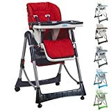 Monsieur Bébé  Chaise haute enfant pliable, réglable hauteur, dossier et tablette - 6 coloris - Norme NF EN14988