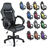 TRESKO Chaise Fauteuil siège de Bureau Racing Sport Ergonomique inclinable accoudoirs rembourrés, de 14 Couleurs différentes, Lift SGS contrôlé (Noir/Noir)