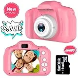 Cadeaux 3-8 Ans Filles Joy-Fun Appareil Photo Enfants 8.0 MP Appareil Photo Numerique Enfant Vidéo Record Électronique Jouet Anniversaire Cadeaux Rose