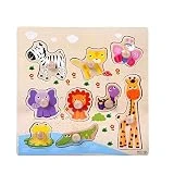 Vovotrade 9 Piece Animaux en Bois Puzzle Puzzle Apprentissage Précoce Bébé Enfants Jouets Éducatifs Wooden Animal Puzzle Jigsaw Early Learning Baby Kids Educational Toys (D)