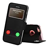 FYY Coque iPhone 6S Plus, Coque iPhone 6 Plus, Housse Magnetique Smart View avec Fenêtre d'Ouverture pour Apple iPhone 6S Plus/6 Plus Noir