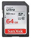 Carte Mémoire SDXC 64 Go SanDisk Ultra jusqu'à 80 Mo/s, Classe 10 FFP