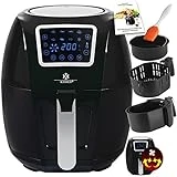 Kesser XXL 5,5 l Friteuse à air chaud VitAir, friteuse | avec panier à pain | 1700 W Friteuse avec écran tactile numérique | 8 programmes | sans huile | avec livret de recettes |  Four  Air chaud